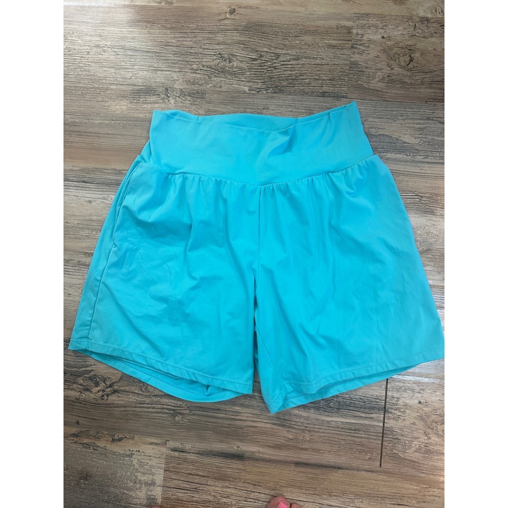 Halara Womens XL Turquoise Blue High Waisted Active Athletic Shorts Back Pocket